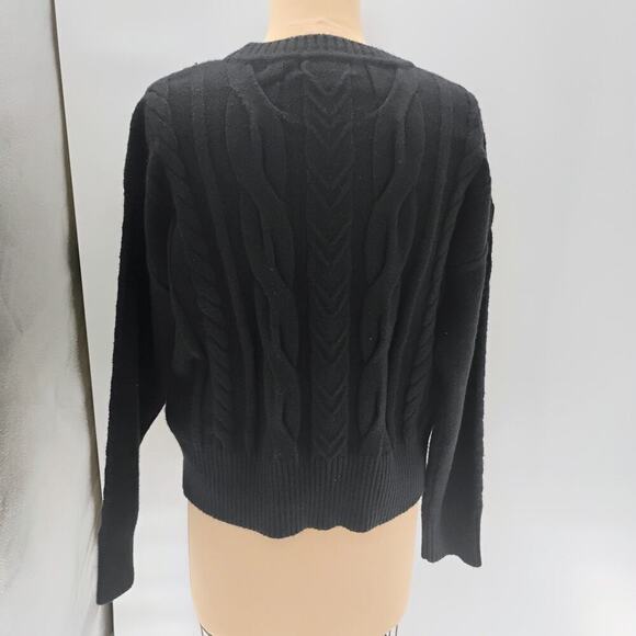Karl Lagerfeld Womens Cable Neck Mock Knit Sweater, Black Medium - Picture 6 of 14